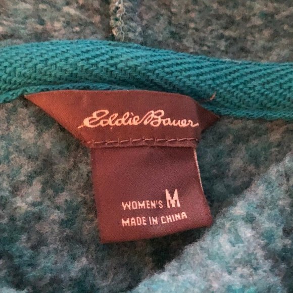 NEW Eddie Bauer Sz M Womens Fleece Pullover Sweater Drawstring Collar Turquoise - Picture 7 of 8
